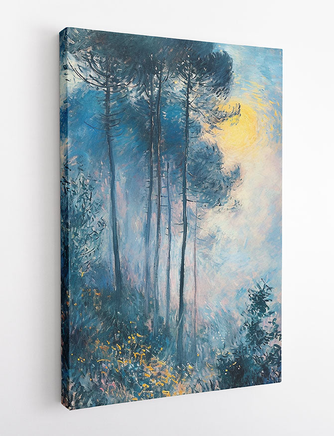 Dreamy Forest at Sunrise – Impressionist Landscape Canvas & Poster Wall Art – T1156 – AiPrintLab