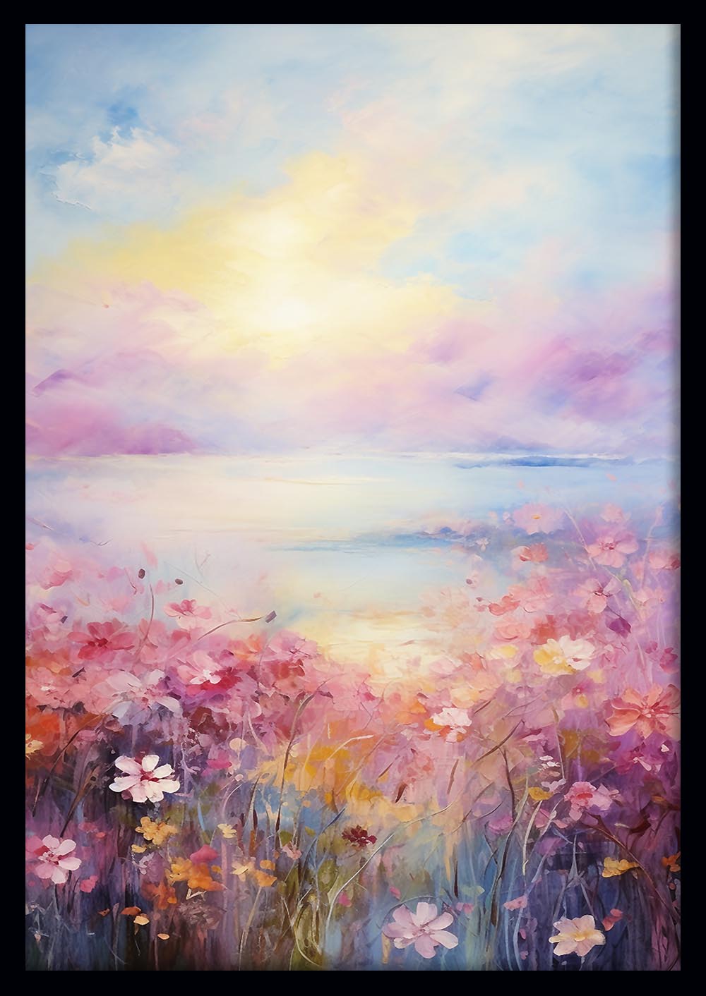 Dreamy Sunset Wildflower Canvas Art & Poster – T617 – AiPrintLab