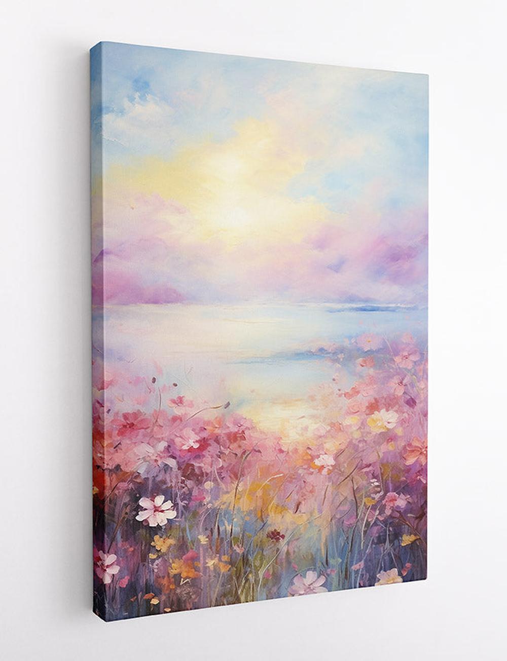 Dreamy Sunset Wildflower Canvas Art & Poster – T617 – AiPrintLab