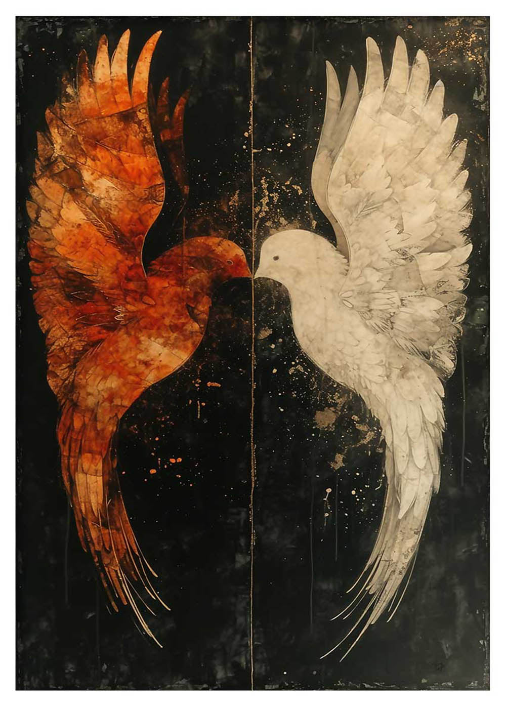 Dual Doves – Yin Yang Inspired Abstract Canvas Wall Art – T891 – AiPrintLab
