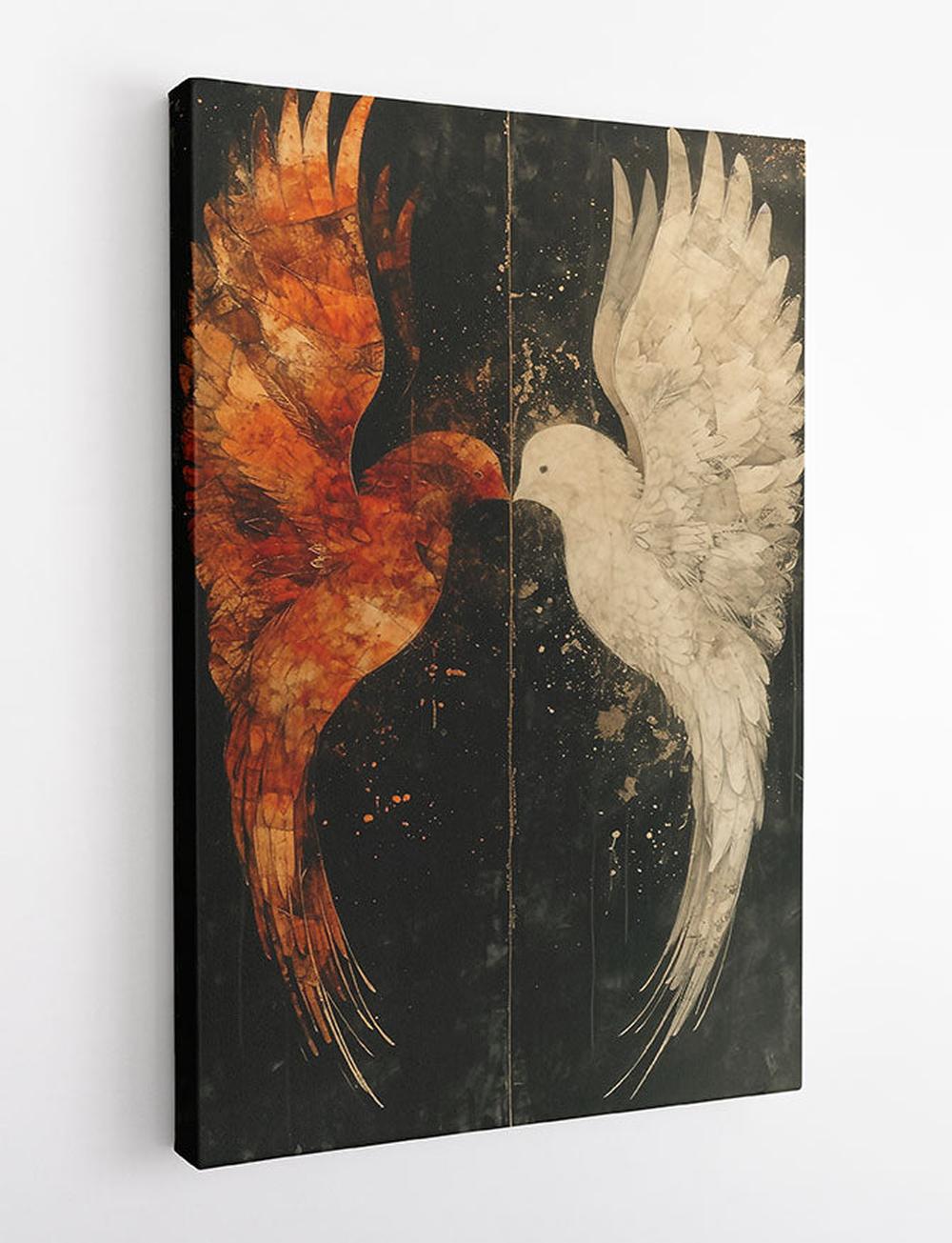 Dual Doves – Yin Yang Inspired Abstract Canvas Wall Art – T891 – AiPrintLab
