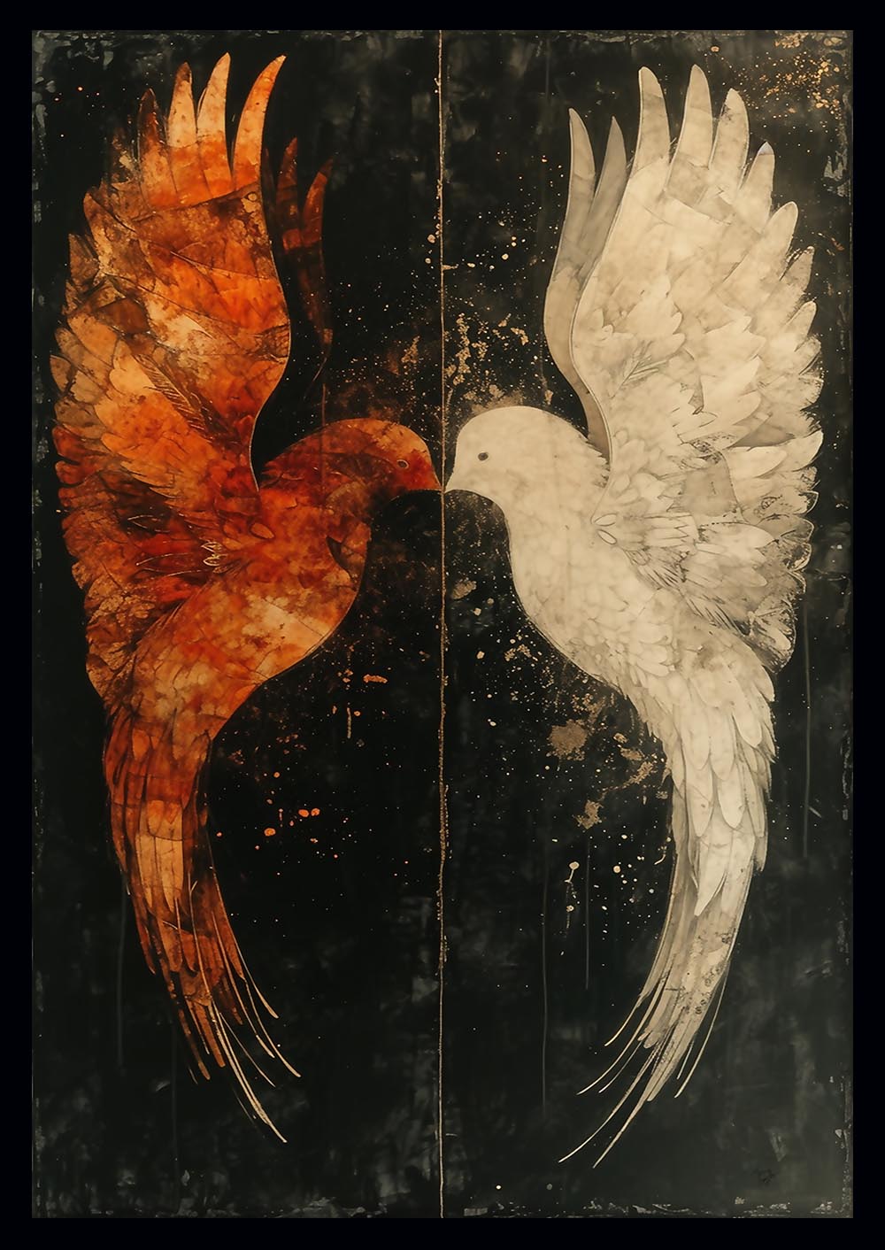 Dual Doves – Yin Yang Inspired Abstract Canvas Wall Art – T891 – AiPrintLab