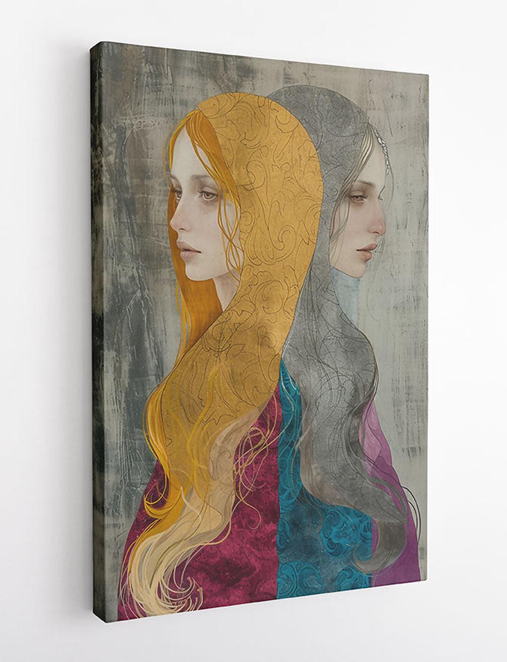 Dual Women Portrait in Ornate Robes Poster & Canvas Art – T777 – AiPrintLab