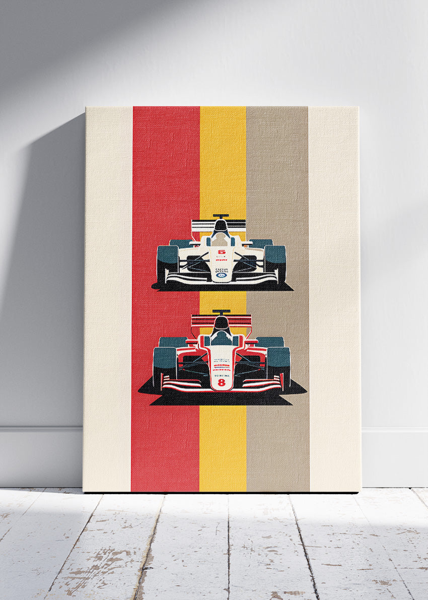Retro Formula Racing Poster & Canvas Print | Minimal Motorsport Wall Art