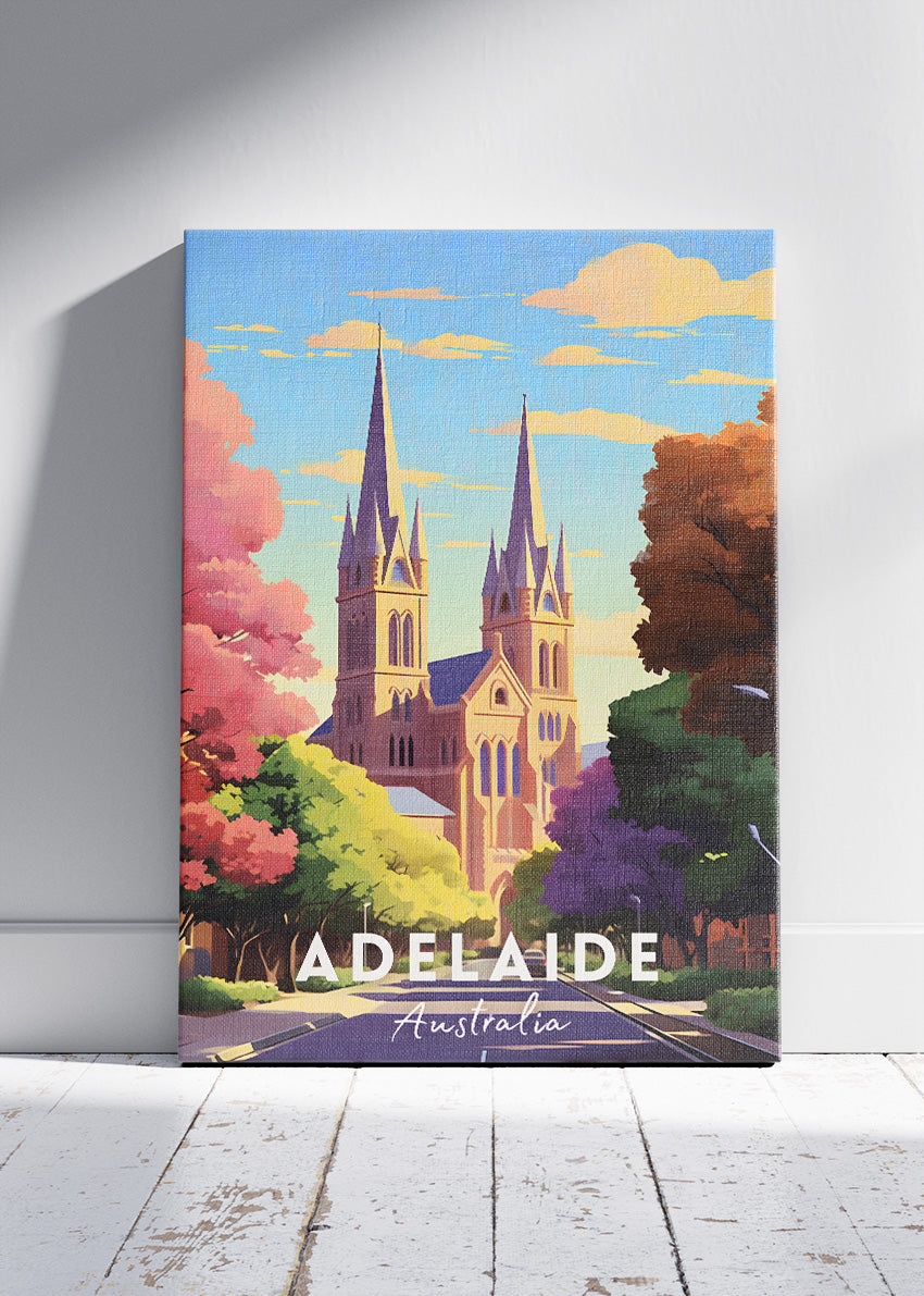 Adelaide Cathedral Illustration Poster & Canvas Wall Art – AIPRINTLAB