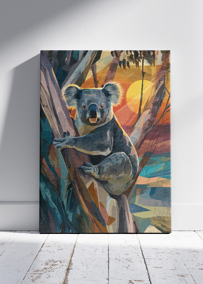 Koala Sunset Forest Poster & Canvas Print – Colorful Australian Wildlife Art