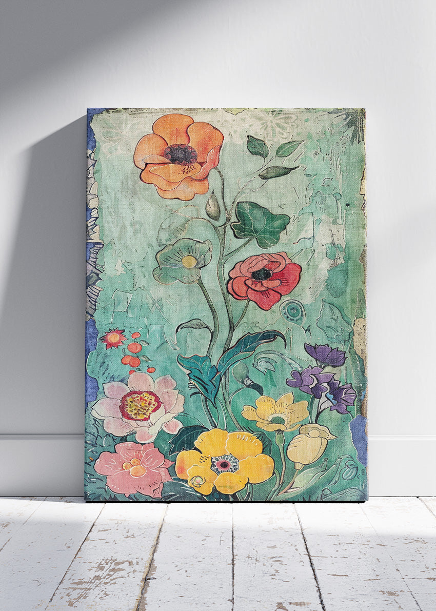 Vintage Botanical Floral Garden Illustration Canvas & Poster Print – AI PRINT LAB
