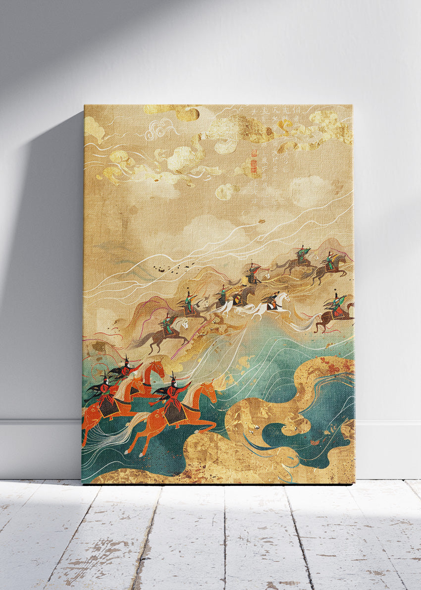 Samurai Tide Journey – Oriental Warrior Canvas & Poster Print – AI PRINT LAB