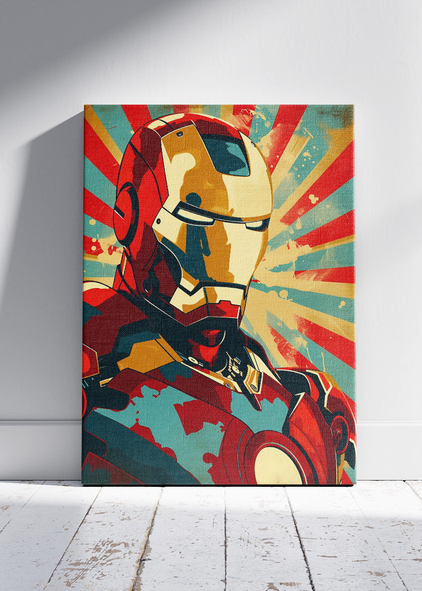 Iron Man Retro Pop Art Portrait Canvas & Poster Print – AI PRINT LAB