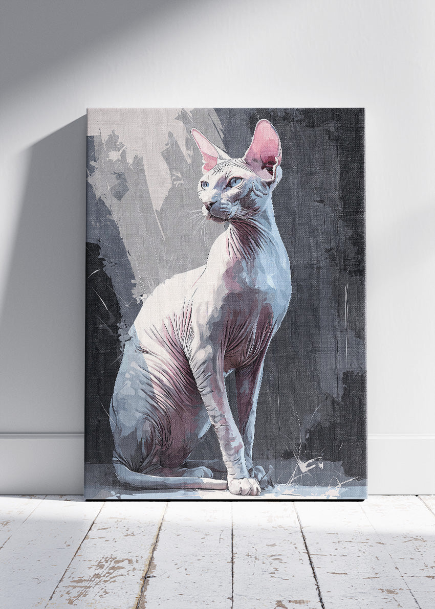 Sphynx Cat Modern Portrait Poster & Canvas Print – Minimal Bold Pet Art