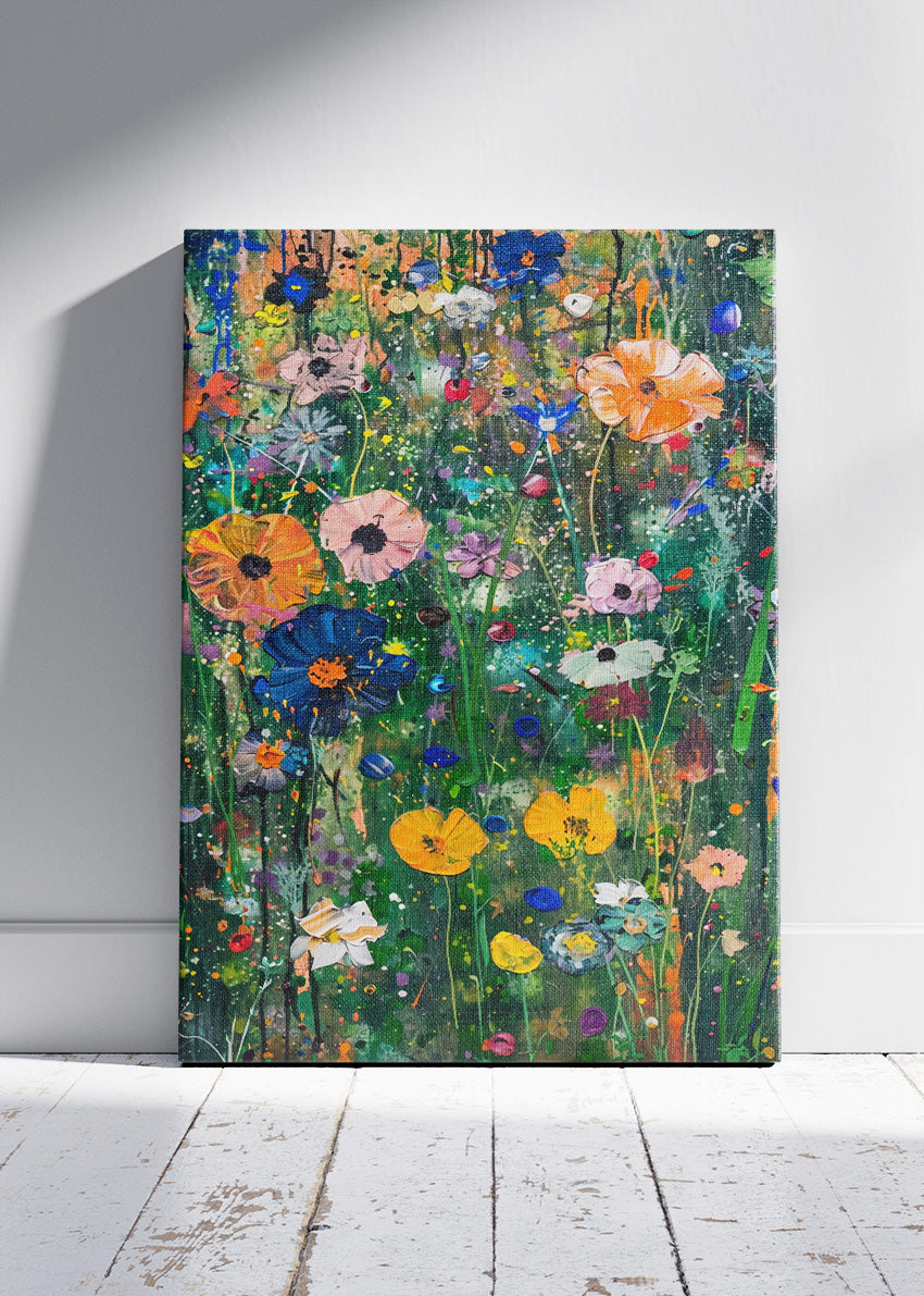 Vibrant Wildflower Garden Abstract Canvas & Poster Print – AI PRINT LAB