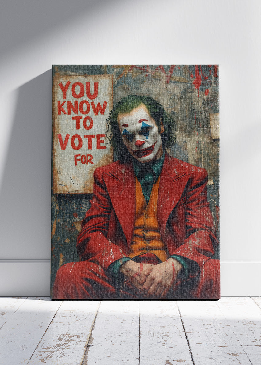 Joker Vote Poster Cinematic Portrait Canvas & Poster Print – AI PRINT LAB