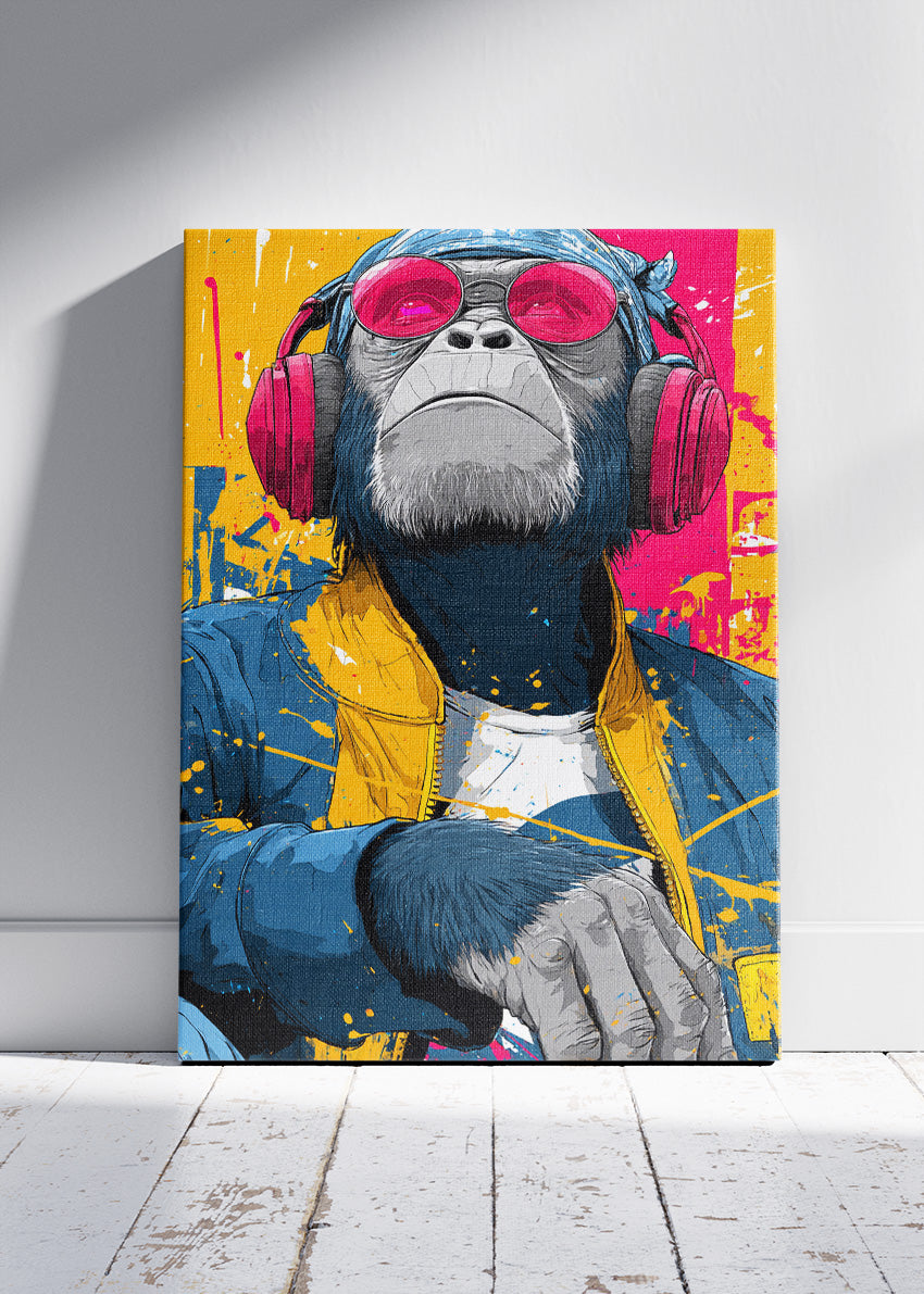 Cool Monkey DJ Poster & Canvas Print – Urban Street Art Style