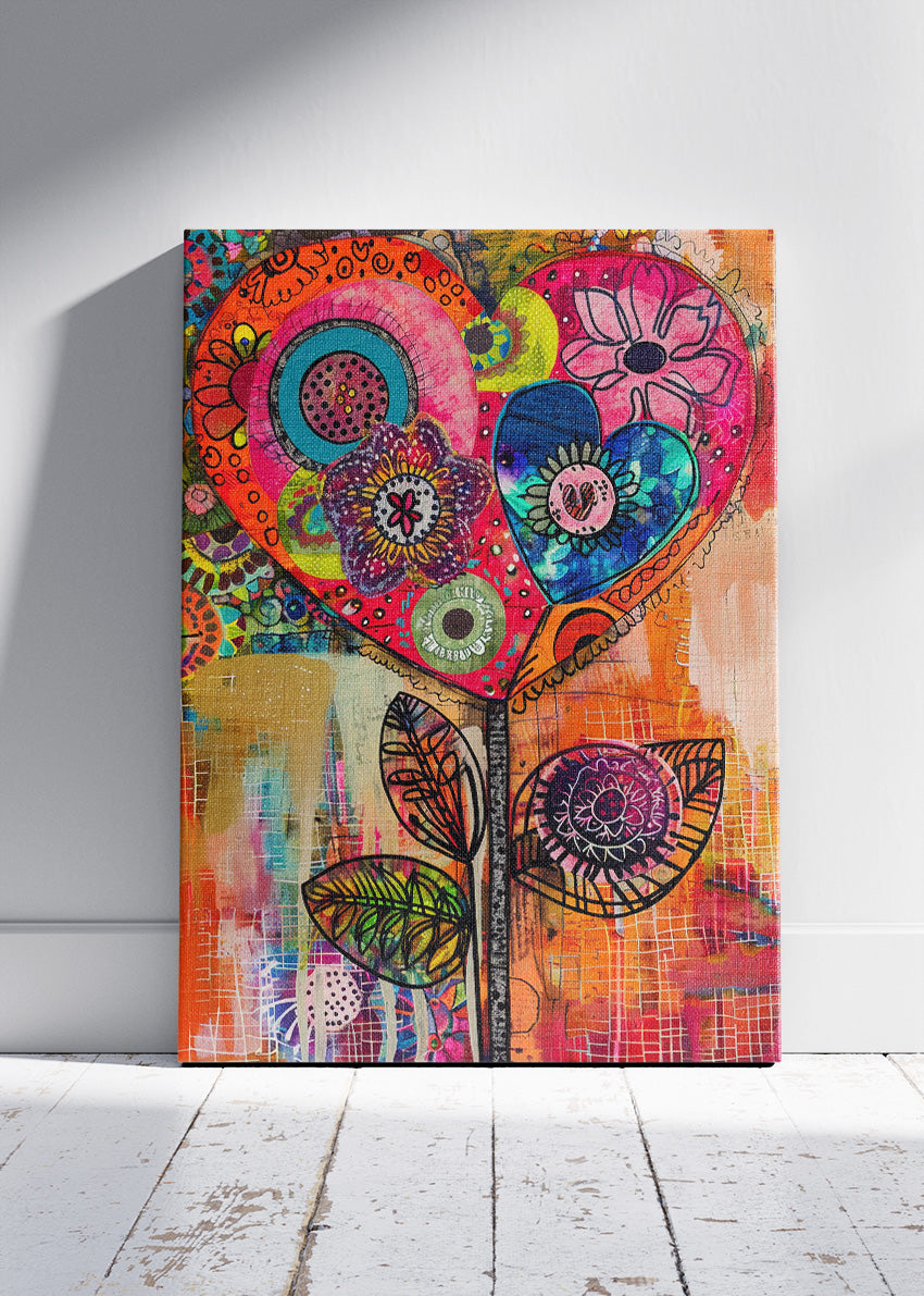 Abstract Heart Flower Pop Art Canvas & Poster Print – AI PRINT LAB
