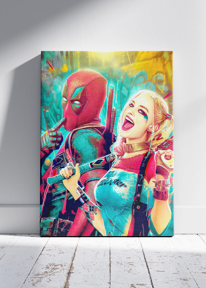Deadpool & Harley Quinn Neon Duo Canvas & Poster Print – AI PRINT LAB