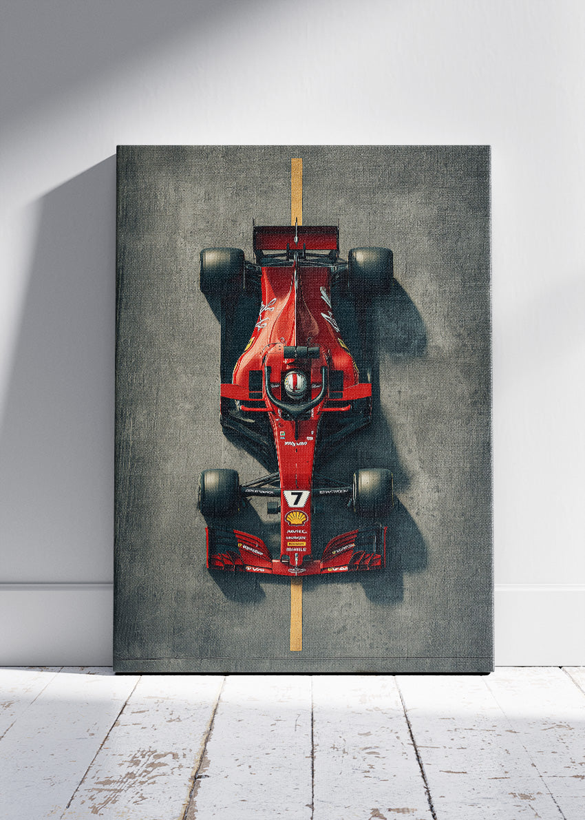 Ferrari Formula 1 Minimal Poster Canvas Print – Top View F1 Car Wall Art – AI PRINT LAB