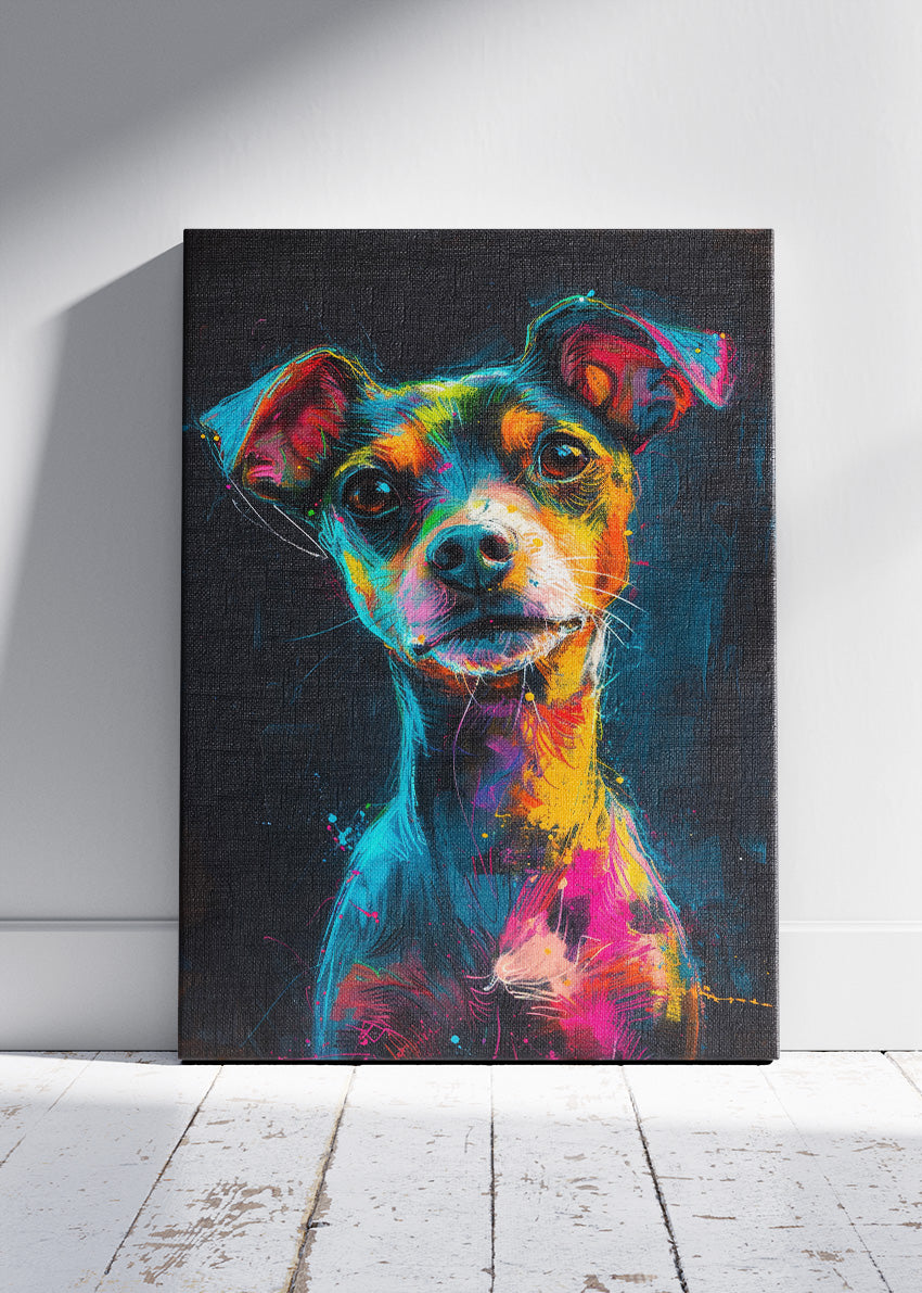 Colorful Dog Portrait Poster & Canvas Print – Modern Abstract Pet Wall Art
