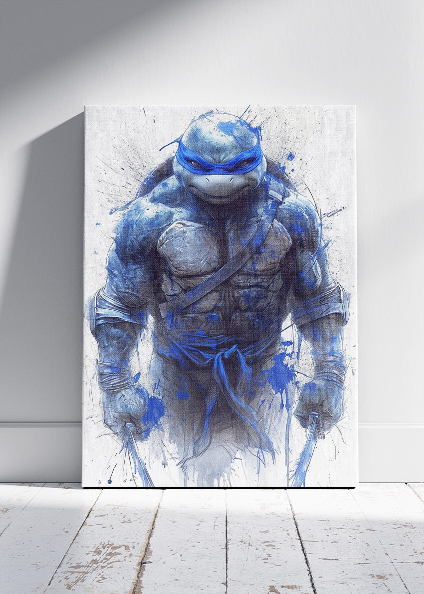 Leonardo Blue Ink Warrior Canvas & Poster Print – AI PRINT LAB