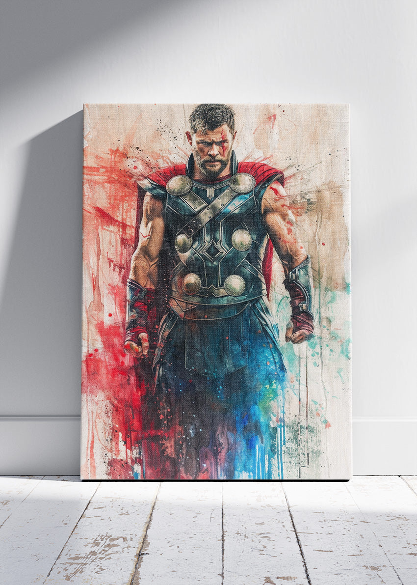 Thunder God Warrior Splash Art Canvas & Poster Print – AI PRINT LAB