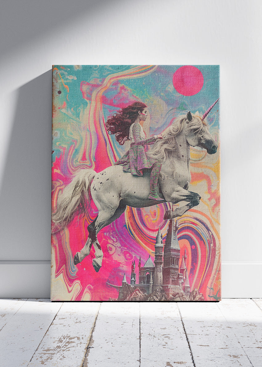 Surreal Unicorn Rider Poster & Canvas Print – Fantasy Dream Art Wall Decor