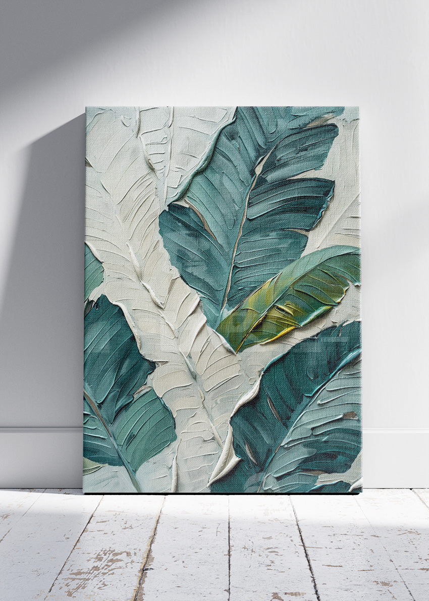 Textured Tropical Banana Leaves Canvas & Poster Print – AI PRINT LAB
