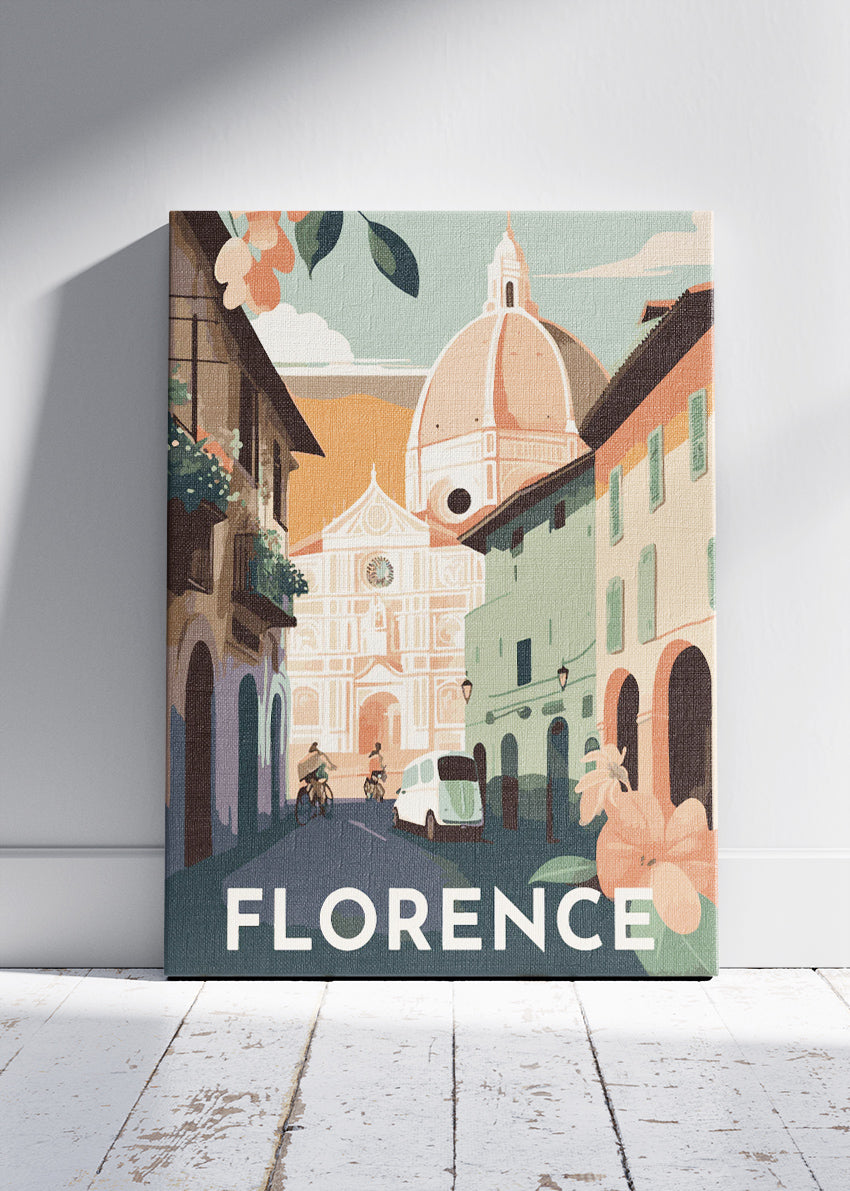 Florence Italy Cityscape Poster & Canvas Print – Illustrated Duomo View Art