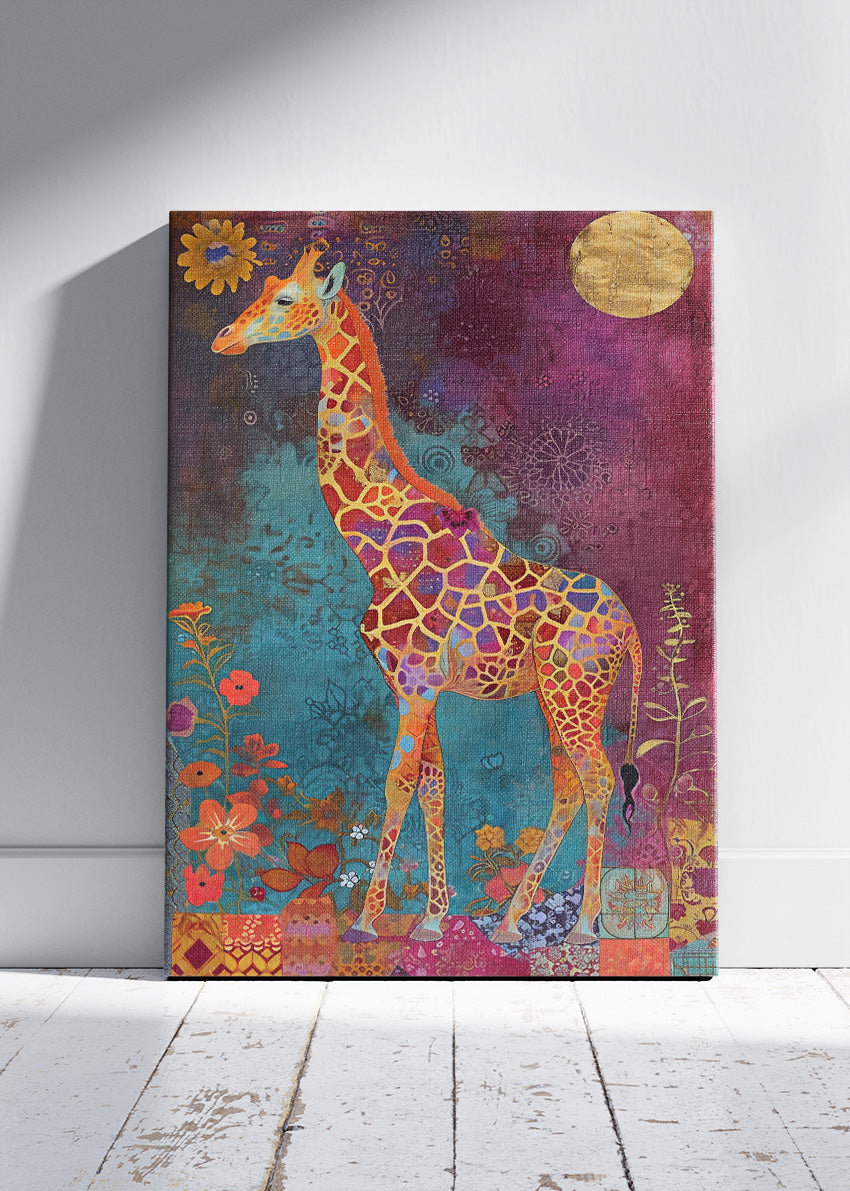 Colourful Giraffe Art Poster & Canvas Print – Decorative Wildlife Illustration Wall Decor