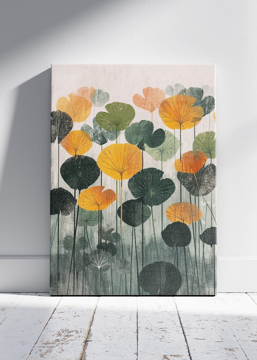 Modern Botanical Lotus Leaf Pattern Canvas & Poster Print – AI PRINT LAB