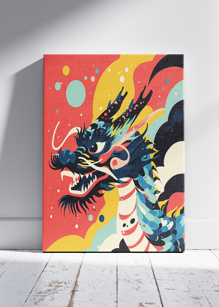Colourful Dragon Art Poster & Canvas Print – Modern Asian Inspired Illustration Wall Decor