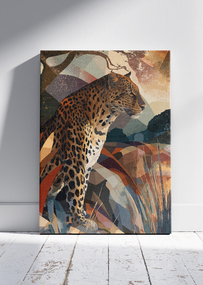 Leopard Wall Art Poster & Canvas Print – Abstract Wildlife Landscape Animal Art