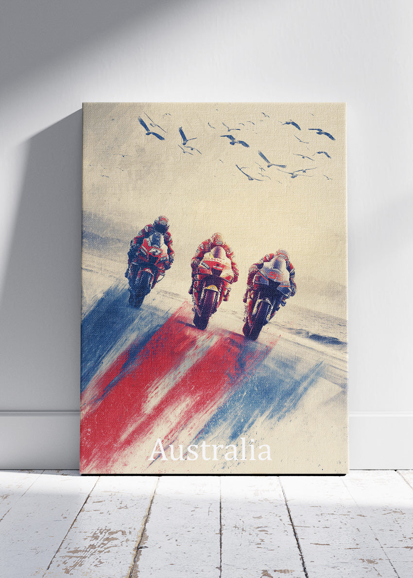 Australia MotoGP Minimal Racing Art Poster & Canvas – Modern Motorsport Wall Art