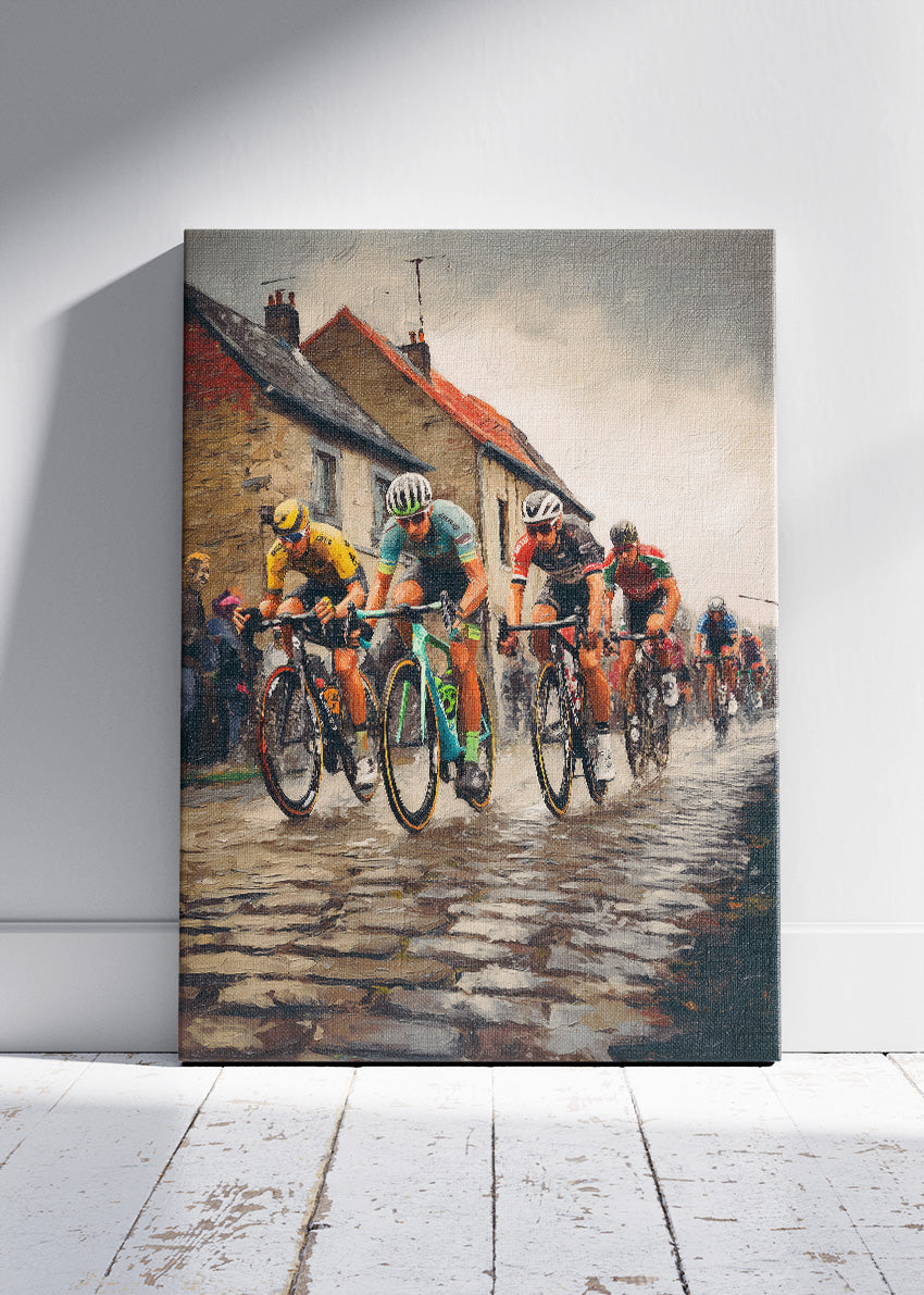 Classic Road Race Cycling Art Print & Canvas – Cobblestone Bicycle Wall Art
