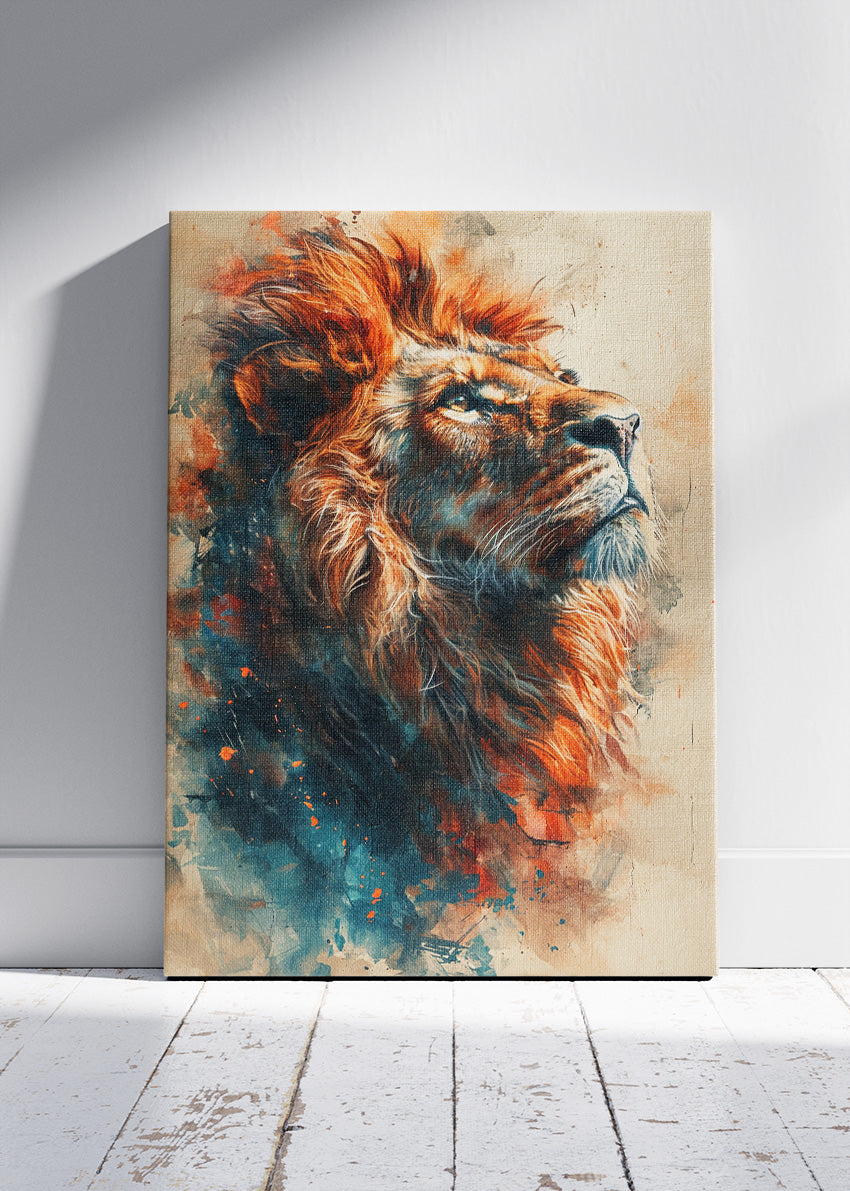 Majestic Lion Portrait Poster & Canvas Print – Fiery Wildlife Art