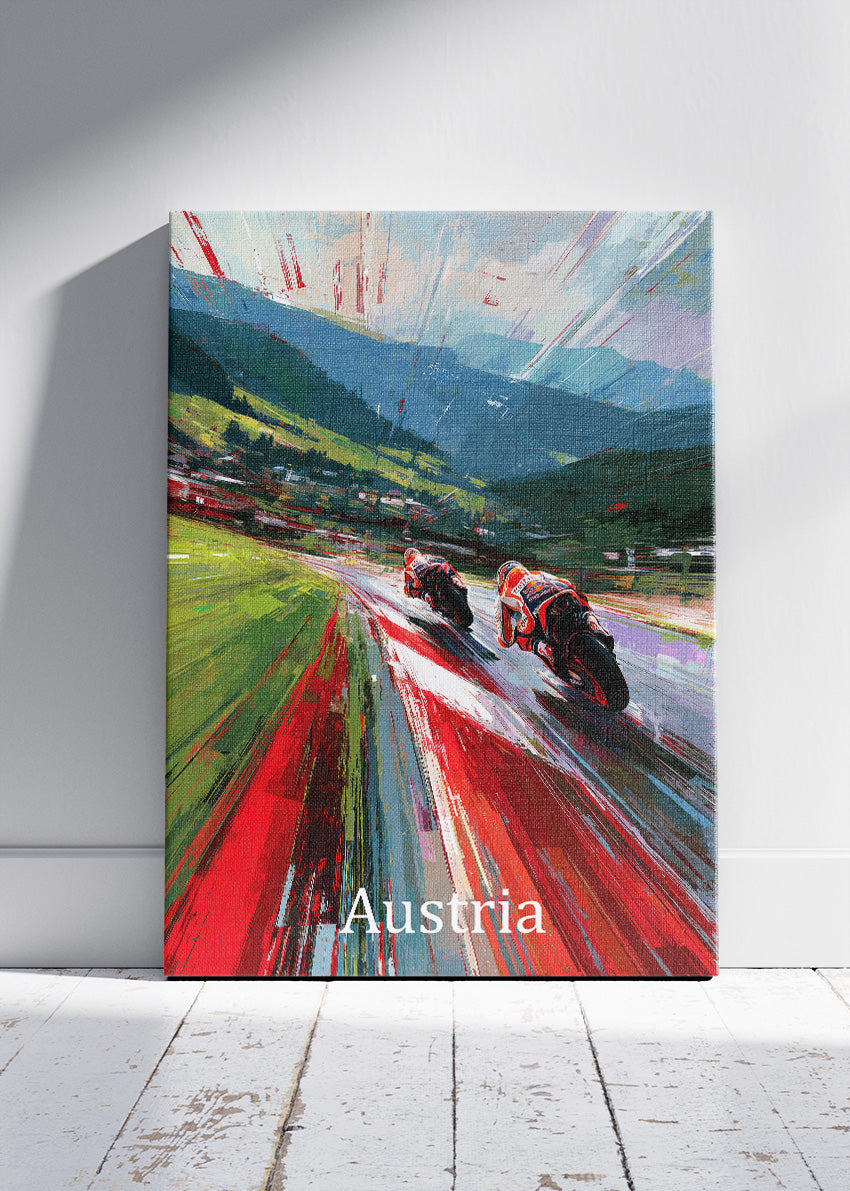 Austria MotoGP Alpine Speed Motorcycle Racing Wall Art Poster & Canvas