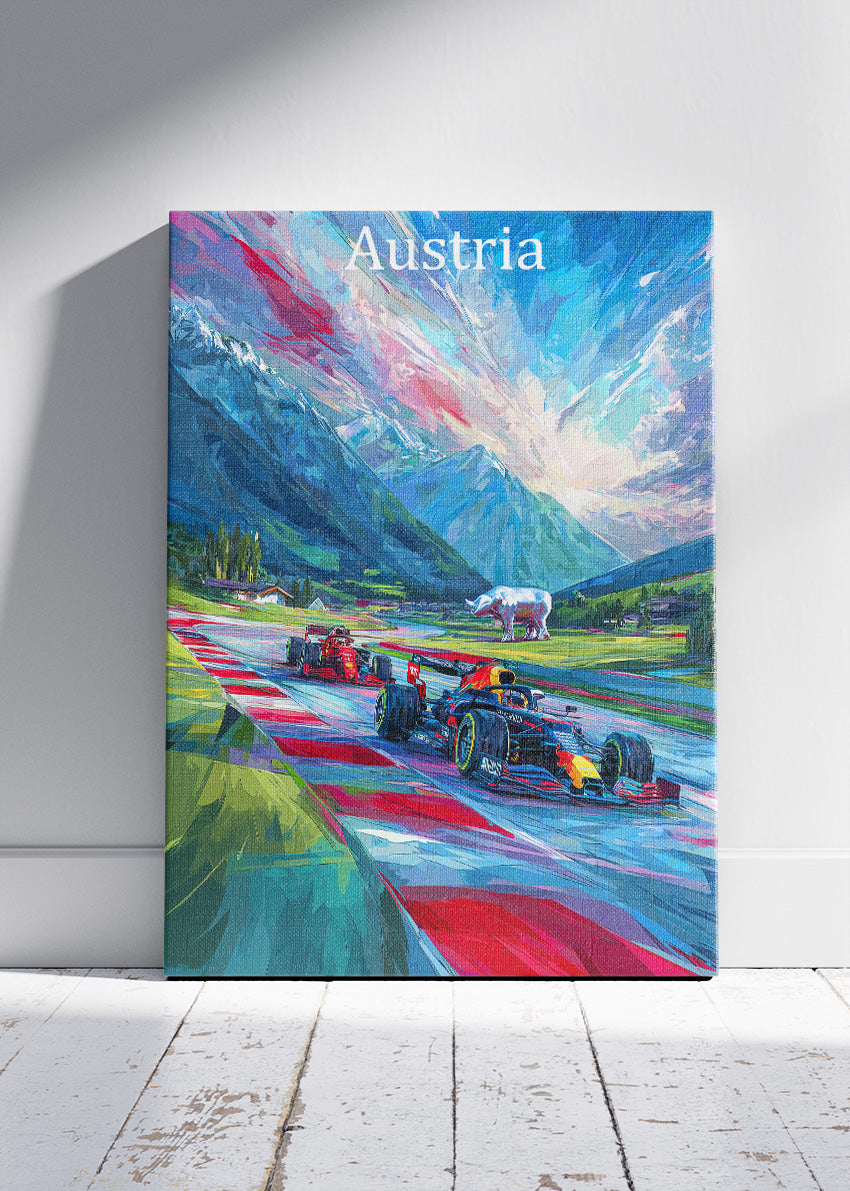 Austria Formula Racing Poster & Canvas Print | Expressive Alpine Motorsport Wall Art