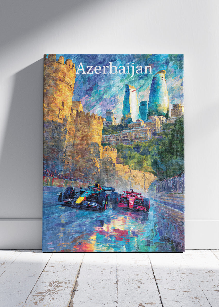 Azerbaijan Grand Prix Poster & Canvas Print | Baku City Circuit Formula Racing Wall Art