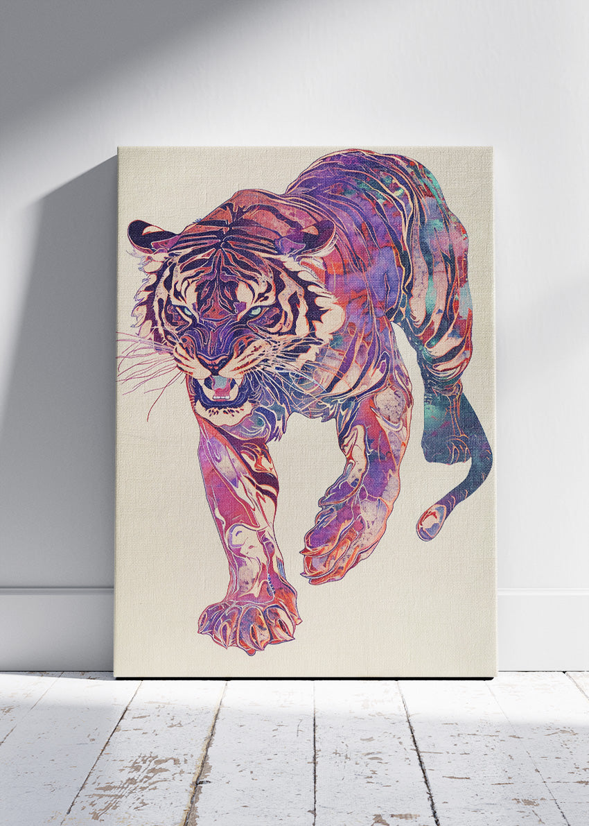 Abstract Tiger Canvas Print & Poster – Colorful Modern Wildlife Wall Art