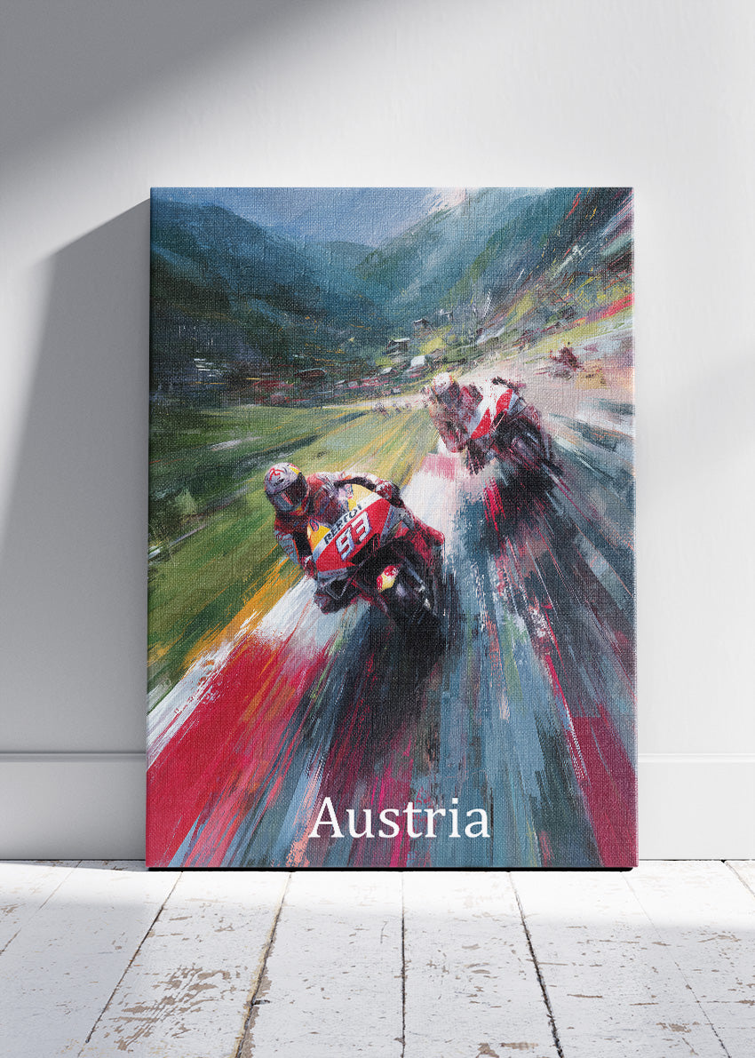 Austria MotoGP Alpine Racing Speed Motorcycle Wall Art Poster & Canvas