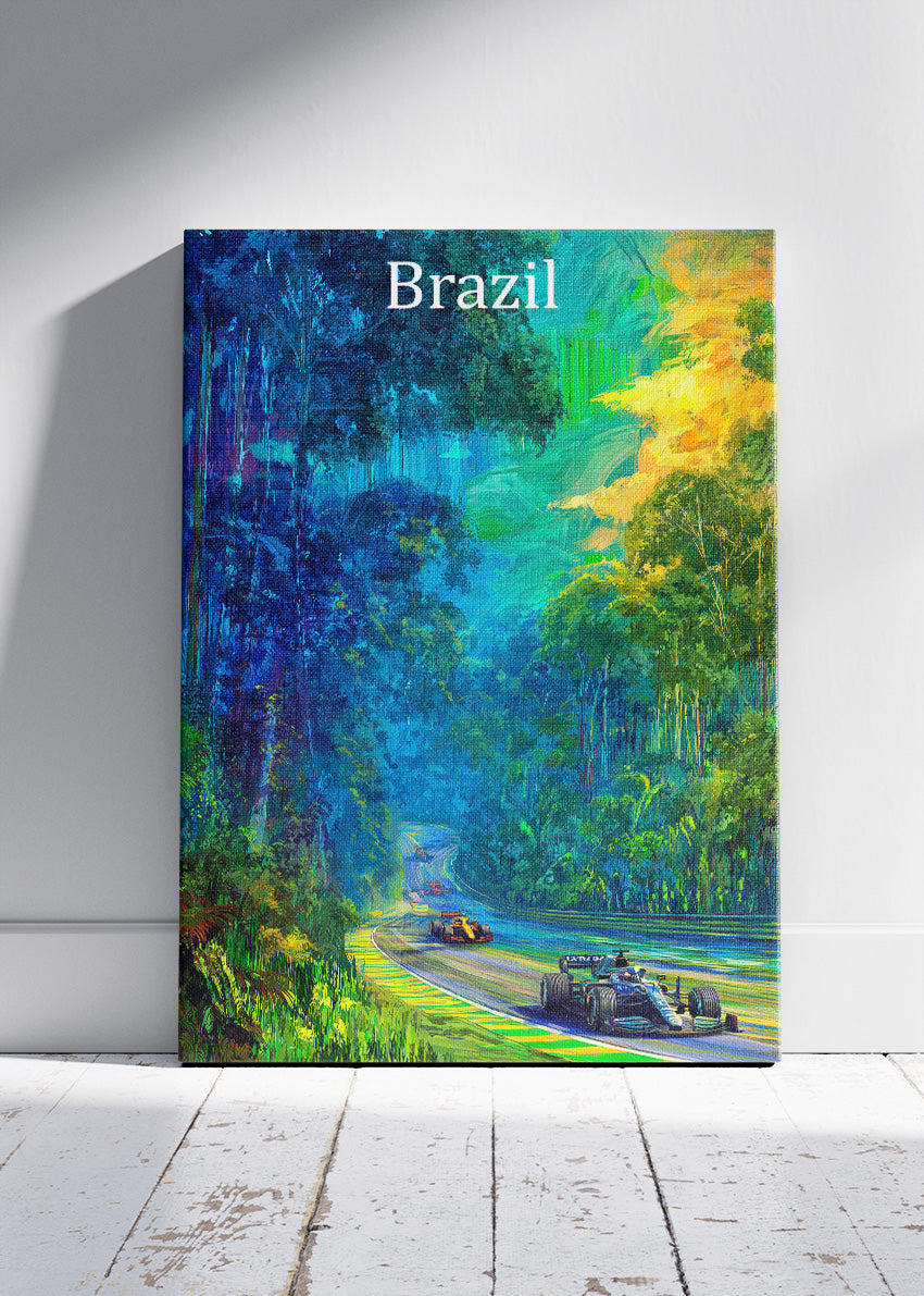 Brazil Formula One Forest Circuit Poster & Canvas | Cinematic Motorsport Wall Art