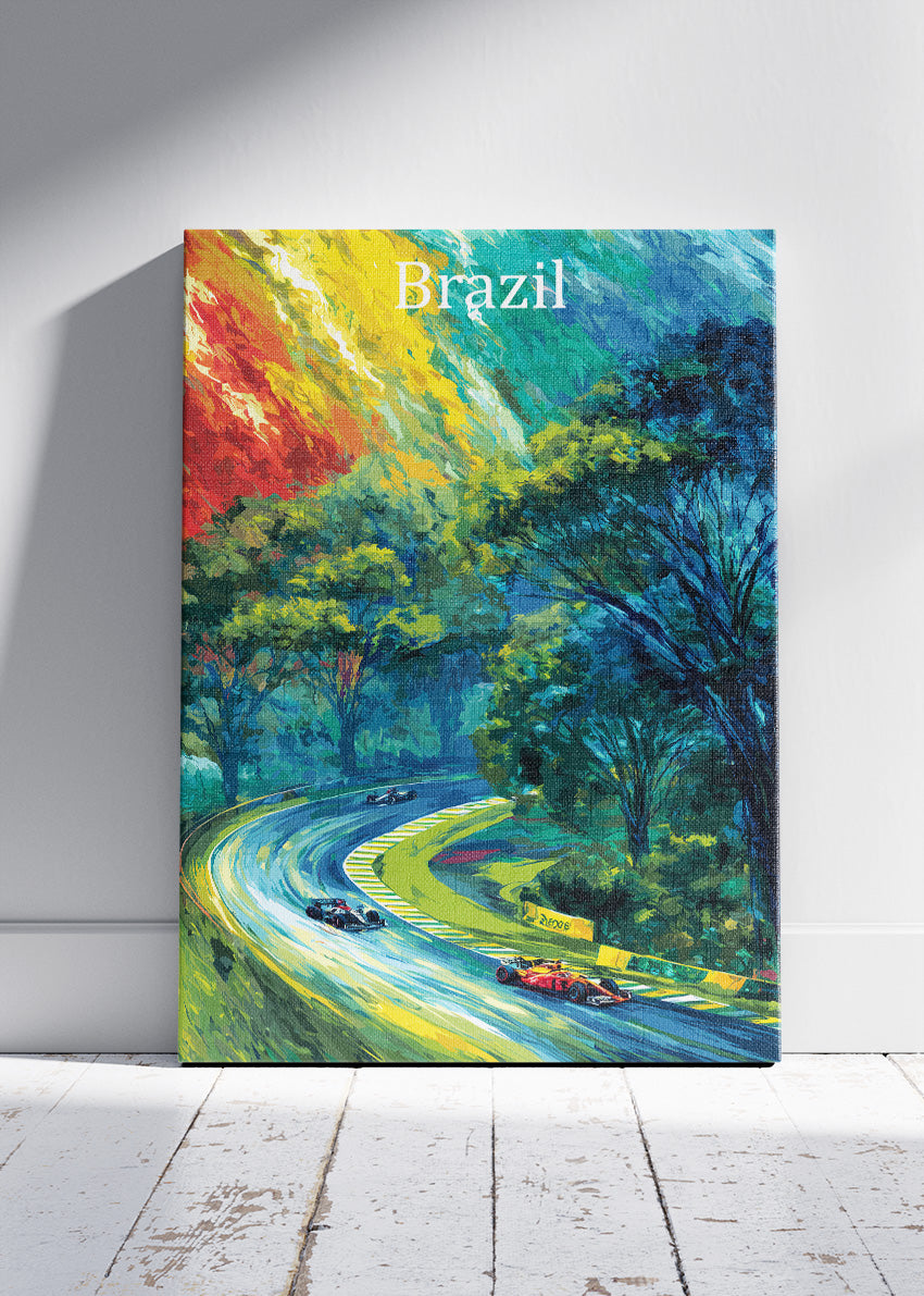 Brazil Formula One Forest Circuit Poster & Canvas | Vibrant Motorsport Wall Art