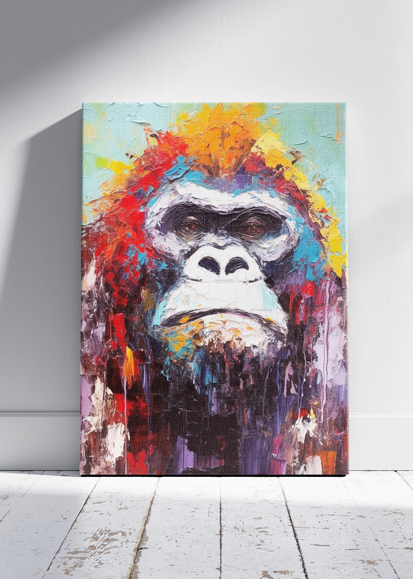Colorful Gorilla Canvas Print & Poster – Modern Wildlife Wall Art