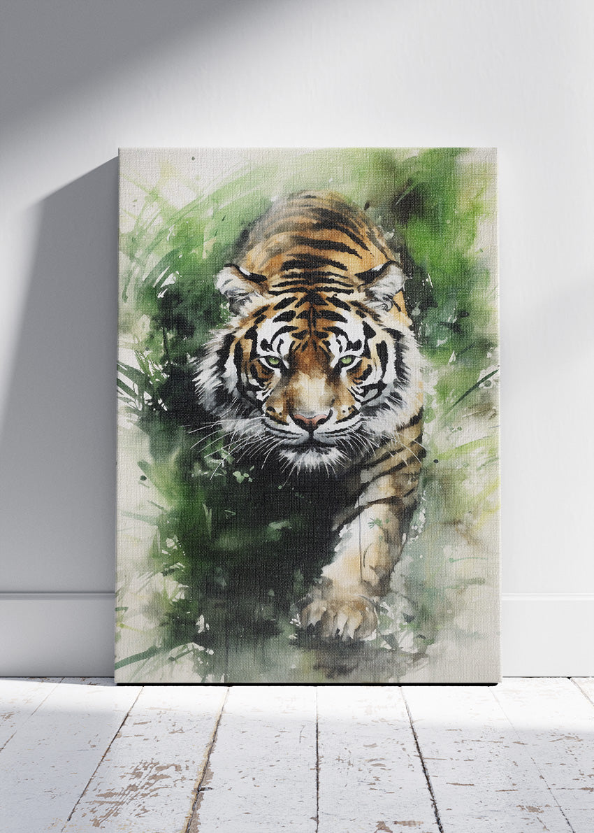 Watercolor Tiger Canvas Print & Poster – Modern Wildlife Wall Art