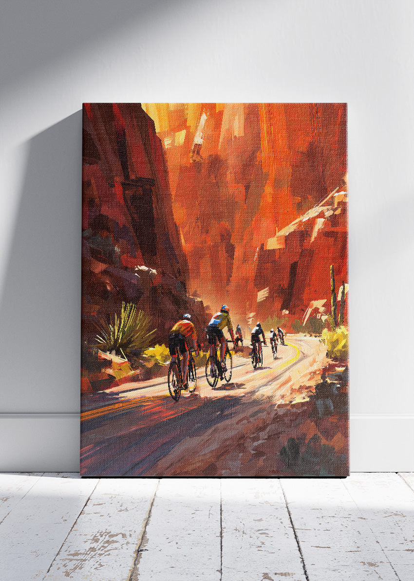Road Cycling Canyon Art Print & Canvas – Dynamic Cyclist Wall Art