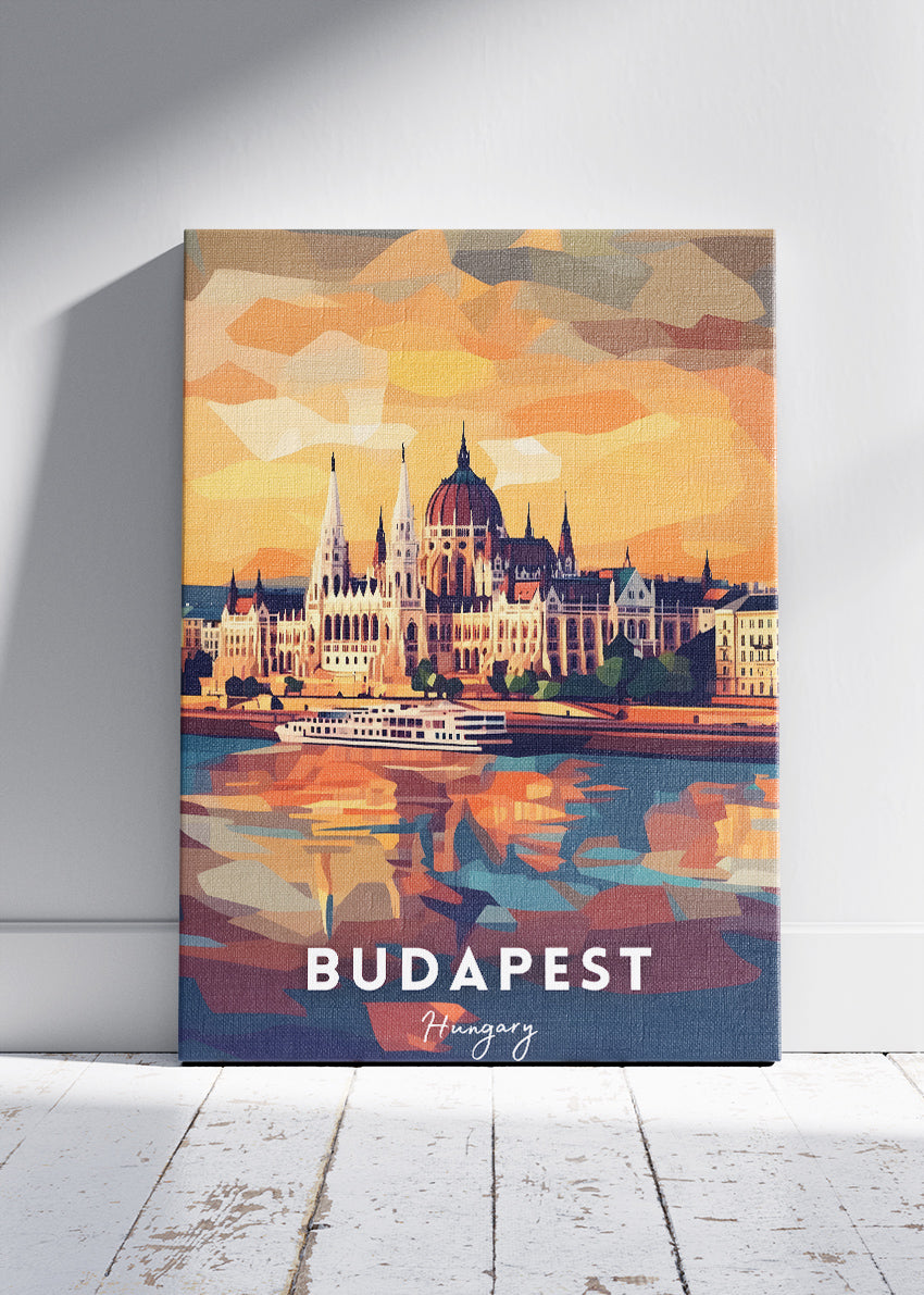 Budapest Parliament Sunset Poster & Canvas Print – Hungary Danube River View Art