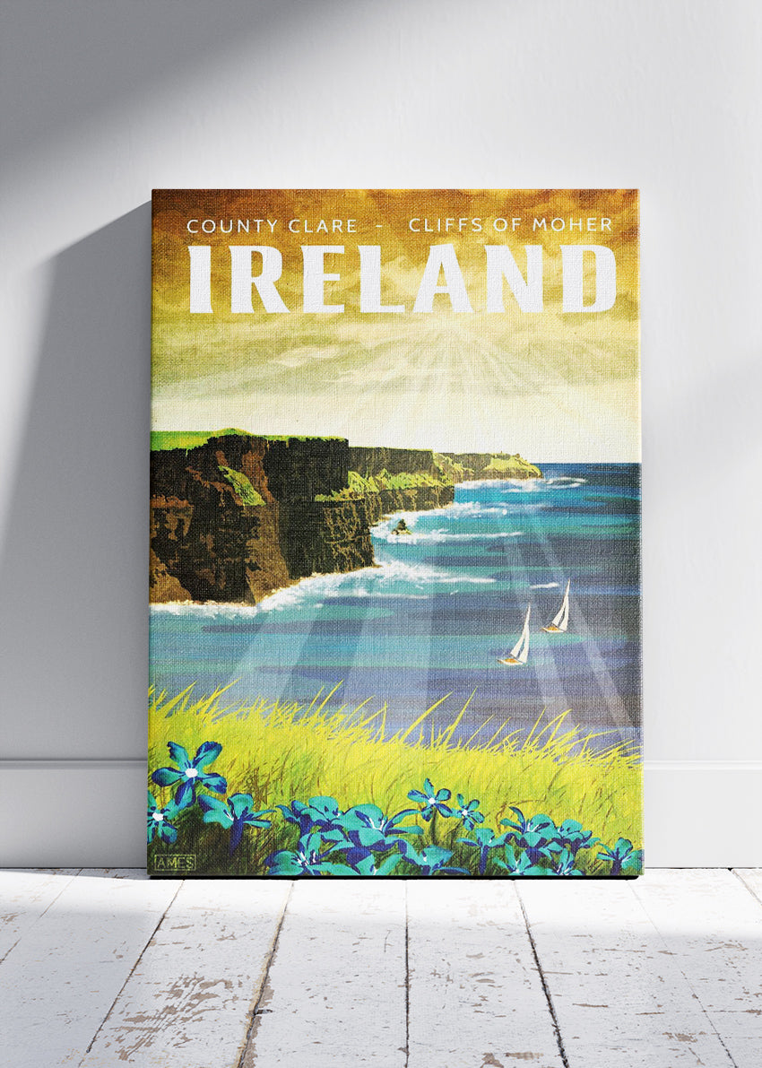 Ireland Cliffs of Moher Poster & Canvas Print – Vintage County Clare Coastal Art