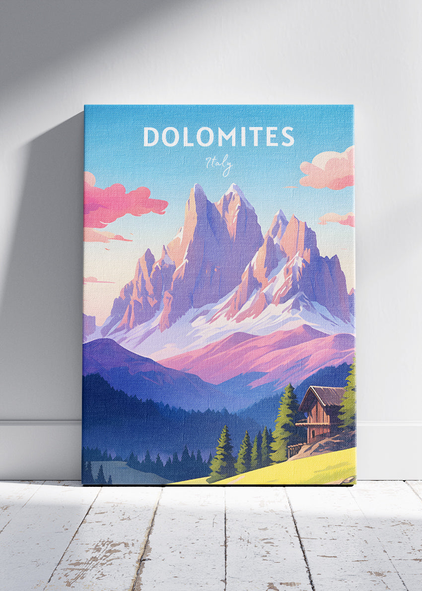 Dolomites Italy Poster & Canvas Print – Illustrated Alpine Mountain Art