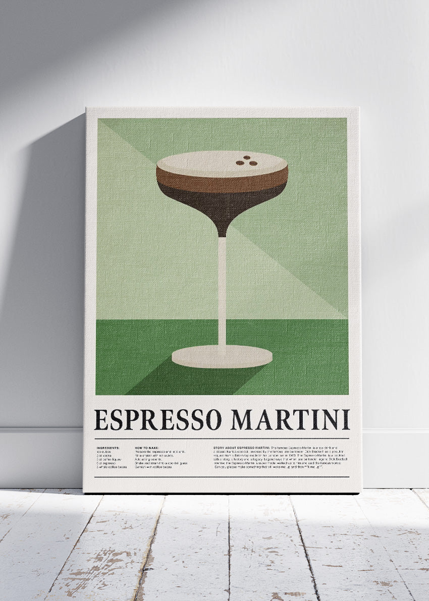 Espresso Martini Cocktail Art Poster & Canvas Print – Minimal Bar Wall Art