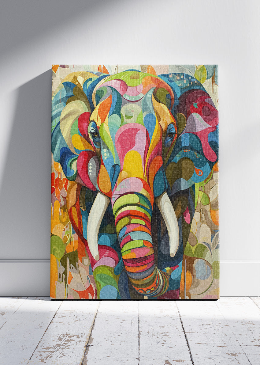 Colorful Elephant Canvas Print & Poster – Abstract Modern Animal Wall Art