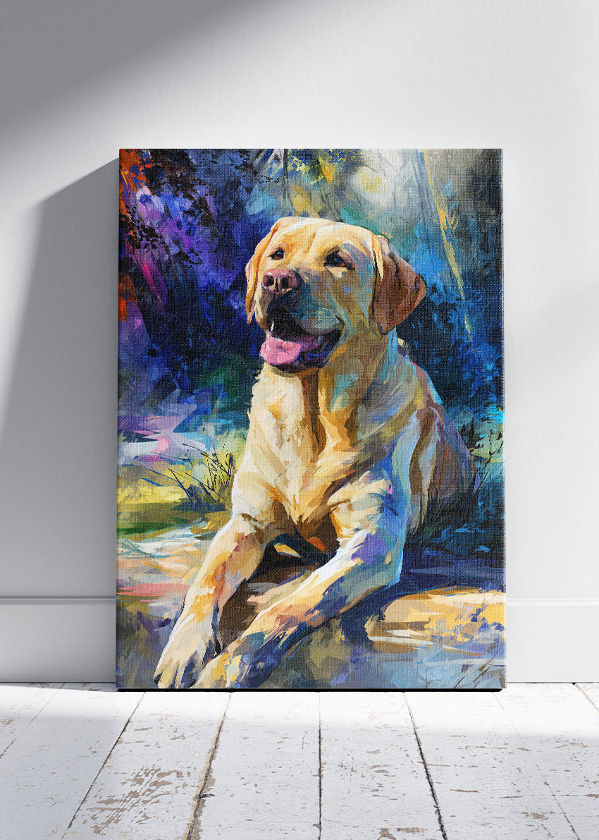Golden Labrador Dog Canvas Print & Poster – Colorful Pet Wall Art