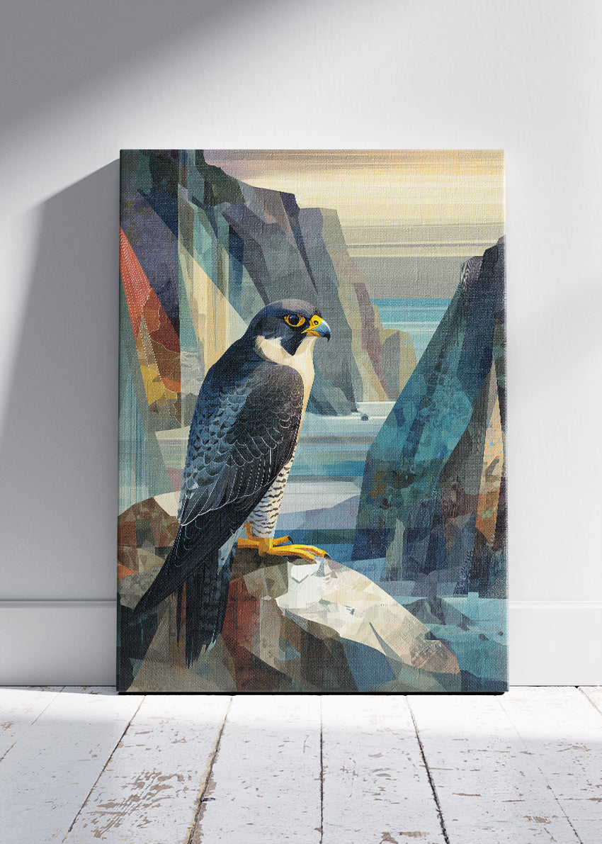 Peregrine Falcon on Cliff Canvas Print & Poster – Modern Wildlife Wall Art